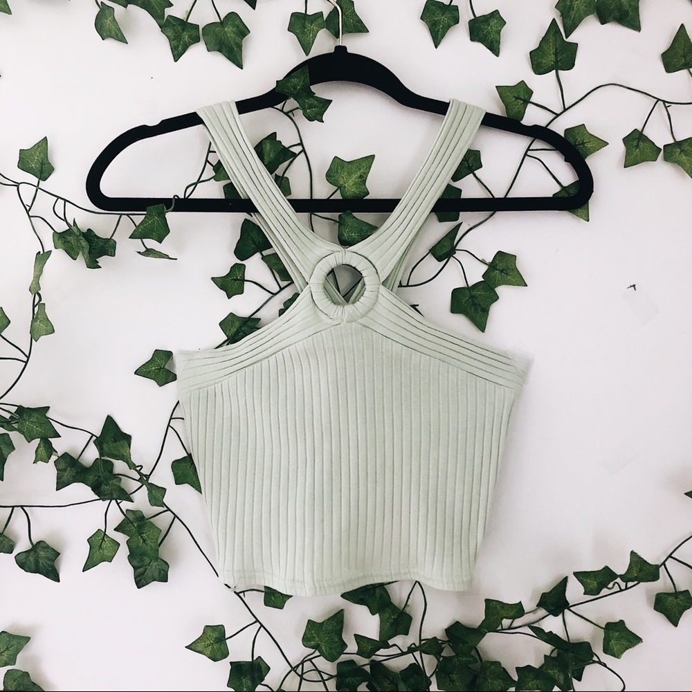 NWT Mint Green Ribbed Crop Tank Top